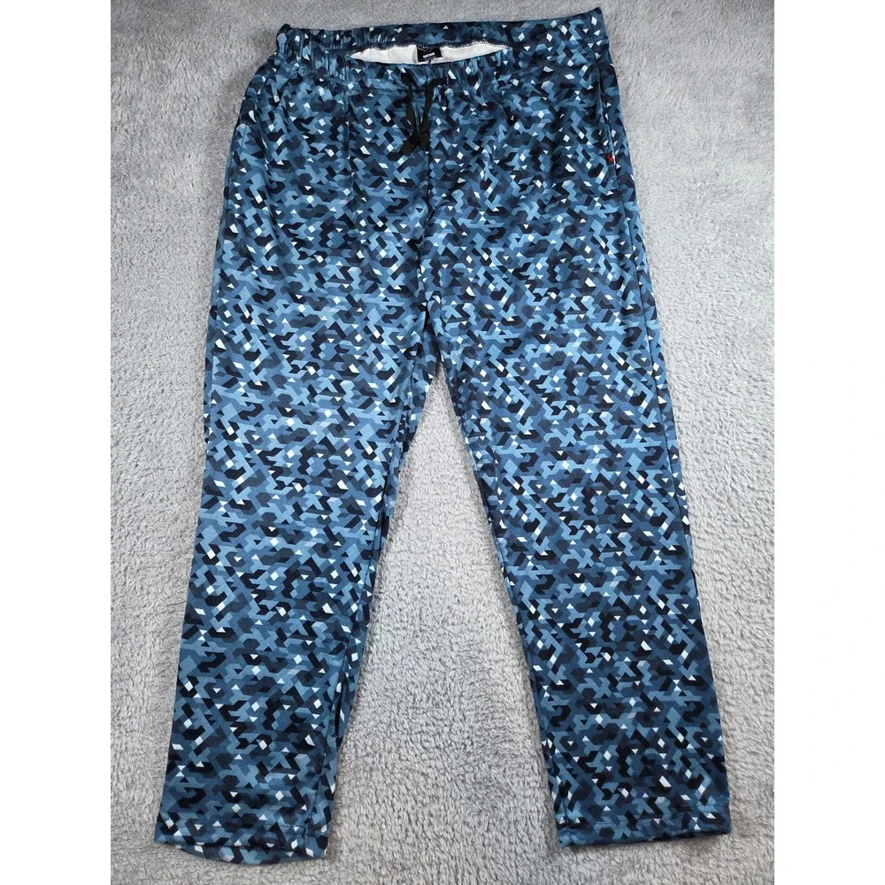 Spyder Pajama Pants XL Blue Geometric Print Mens Sleepwear Lounge Drawstring - Picture 2 of 7